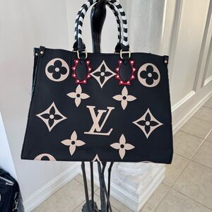 Luxury Designer Black and Cream Tote Bag